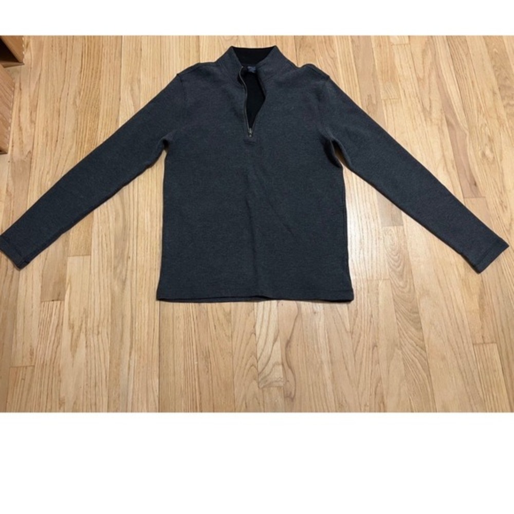 Tailor Vintage Mens Dark Gray Waffle Knit Quarter Zip Pullover Sweater Size‎ M
